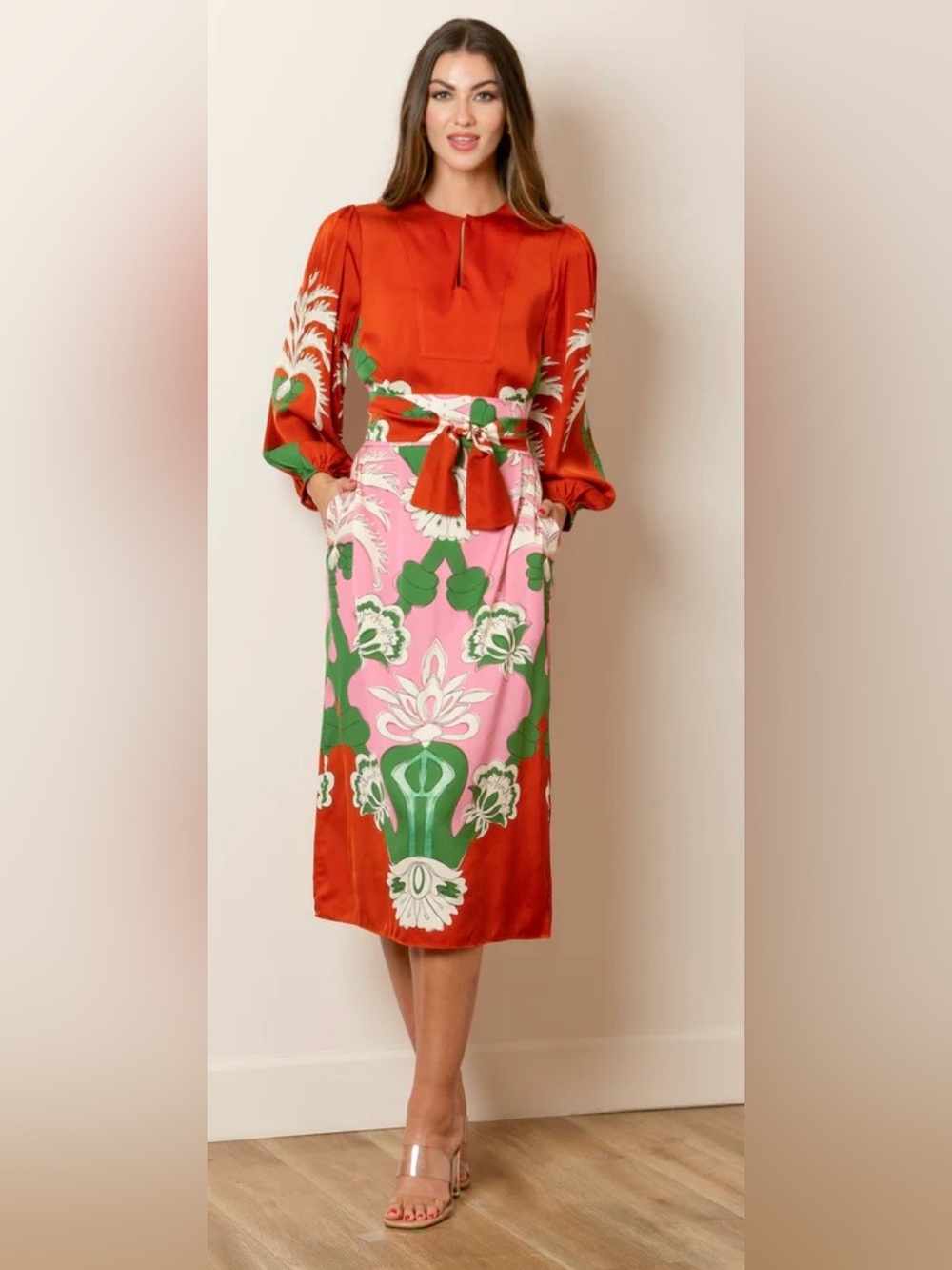 JESSIE LUI COLLECTION - San Francisco Floral Print Midi Dress - NEW W/o tags